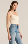 z supply myra knit tank top sea salt cream square neckline wide strap fitted silhouette cropped