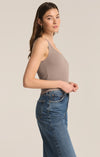 z supply essy rib top cropped length fitted silhouette wide strap scoop neck basic ribbed tank top slate grey
