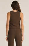 z supply lorraine rib tank dark chocolate brown crew neckline ribbed sleeveless basic top cropped length fitted silhouette