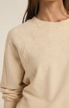 z supply saldana french terry top oatmeal heather crewneck relaxed fit pullover sweatshirt lounge top