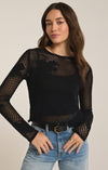 blossom floral sweater z suppy black lightweight crew neckline cropped open knit crochet sweater