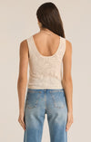 z supply palm springs sweater tank wide strap scoop neck cropped length trendy crochet tank top sea salt cream