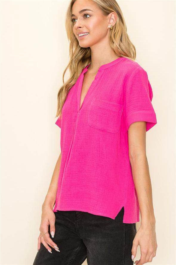 The Vida Pleated Detail Top