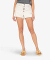 The Jane High Rise Exposed Buttons Denim Shorts - Ecru