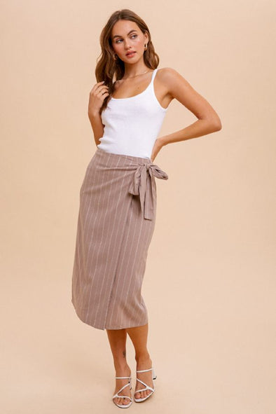 The Shara Striped Midi Skirt